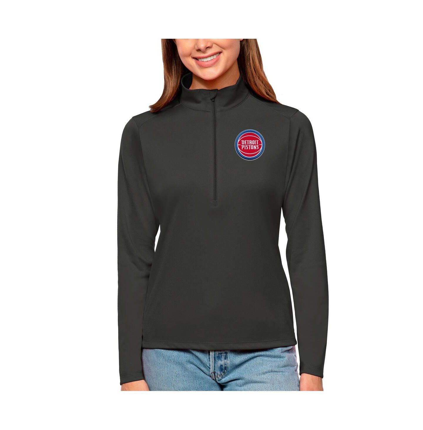 Женский топ Antigua Charcoal Detroit Pistons Tribute Half-Zip — фото 1
