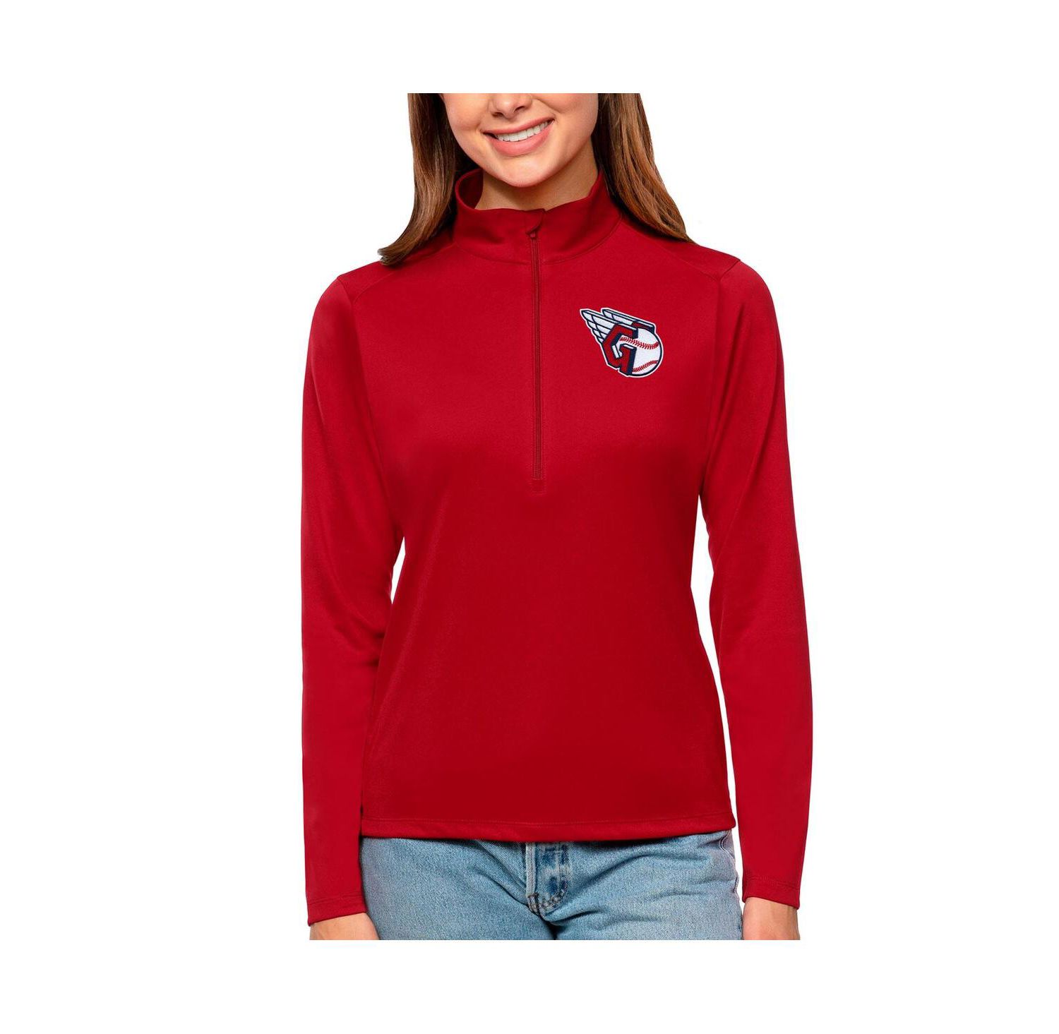 Women's Red Cleveland Guardians Tribute Quarter-Zip Pullover Top