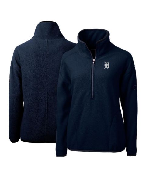 Женские свитеры Cutter & Buck Women's Navy Detroit Tigers Cascade Eco Sherpa Fleece Quarter-Zip Pullover Jacket