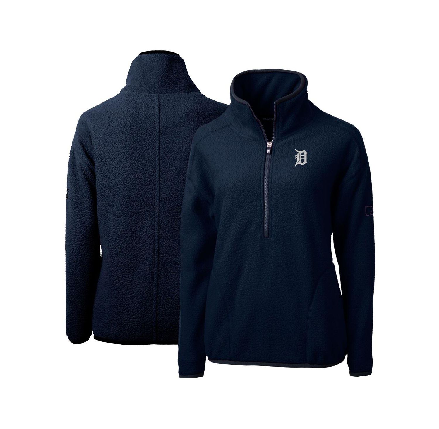 Women's Navy Detroit Tigers Cascade Eco Sherpa Fleece Quarter-Zip Pullover Jacket