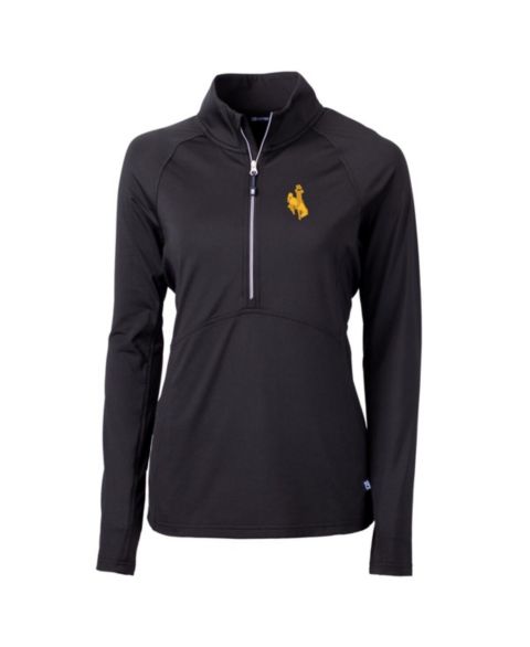 Женские свитеры Cutter & Buck Women's Black Wyoming Cowboys Adapt Eco Knit Half-Zip Pullover Jacket