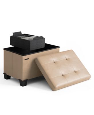 16 Inch Ottoman Storage Bench with Storage Bins - Leatherette or Fabric Finish