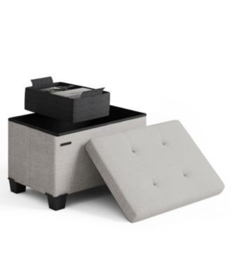 16 Inch Ottoman Storage Bench with Storage Bins - Leatherette or Fabric Finish