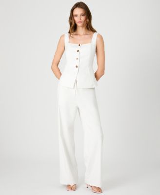 Women's Twill Square Neck Button-Down Top