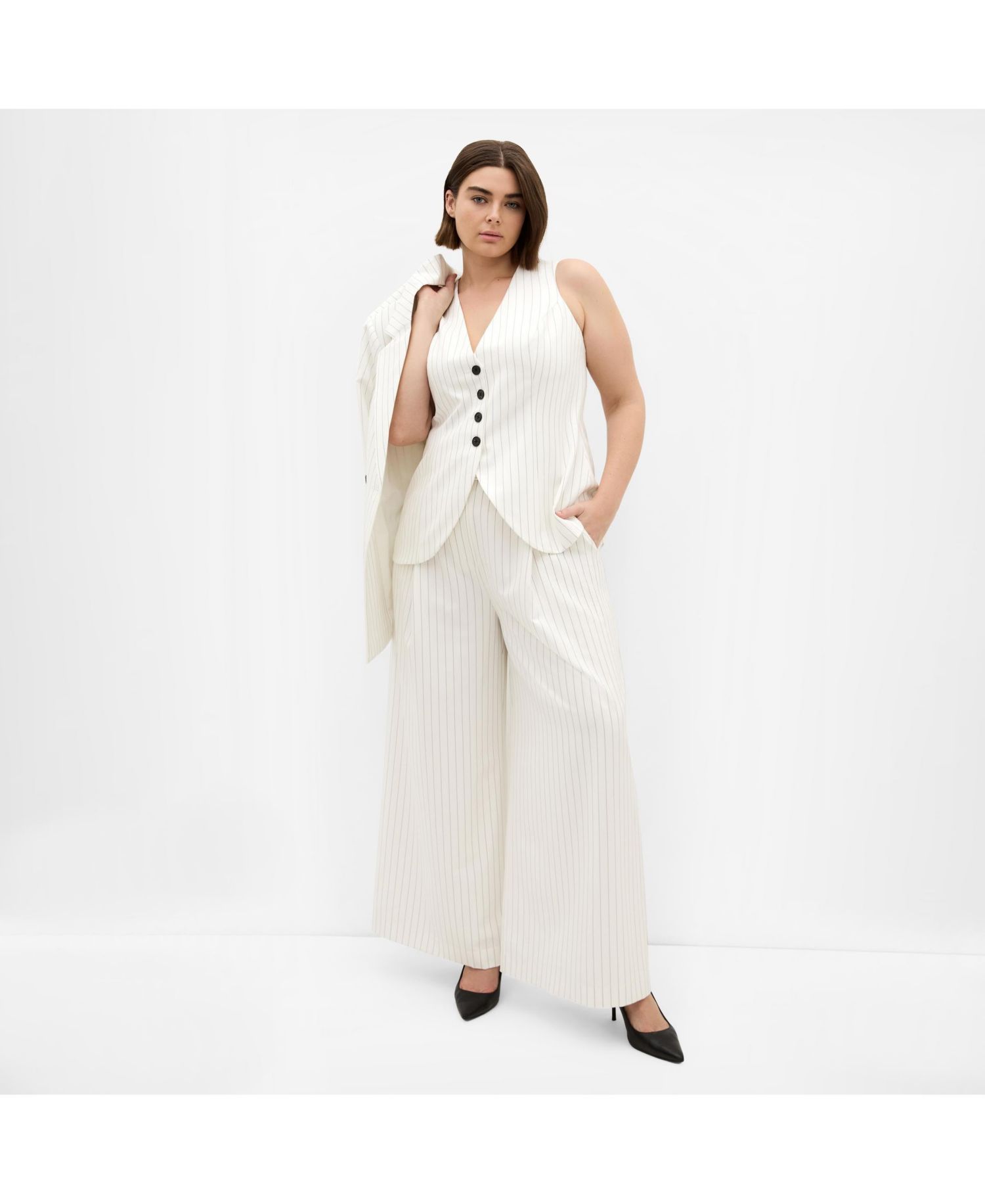 Women's Pinstripe Wide Leg Pant