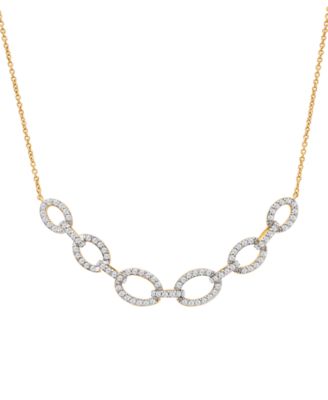 Diamond Oval Link Necklace (1 ct. t.w.) in 14k Yellow Gold