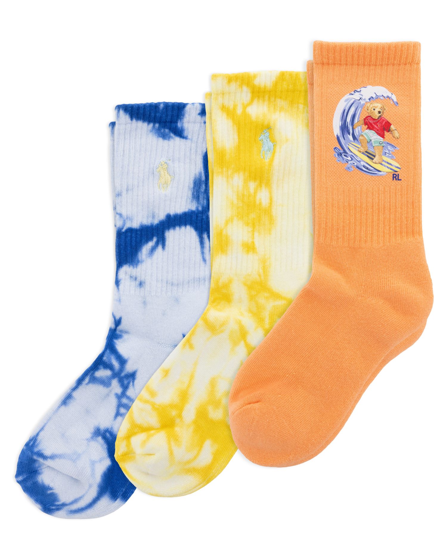 Boys' and Girls' 4-11 Surfing Bear Active Socks, 3- Pack