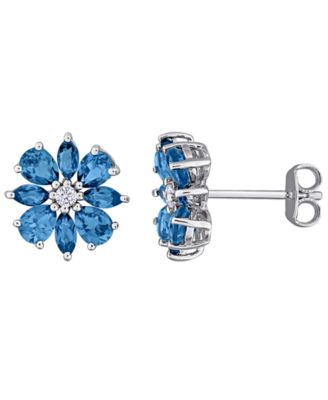 Rhodolite (2 ct. t.w.) and White Topaz (1/10 ct. t.w.) Earrings in 18k Rose Gold Flash Plated Sterling Silver (Also Available in Blue Topaz)