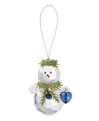 Kissing Krystals Teeny Mistletoe Snowman with Blue Heart Ornament