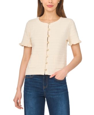 Women's Crewneck Short-Sleeve Cardigan