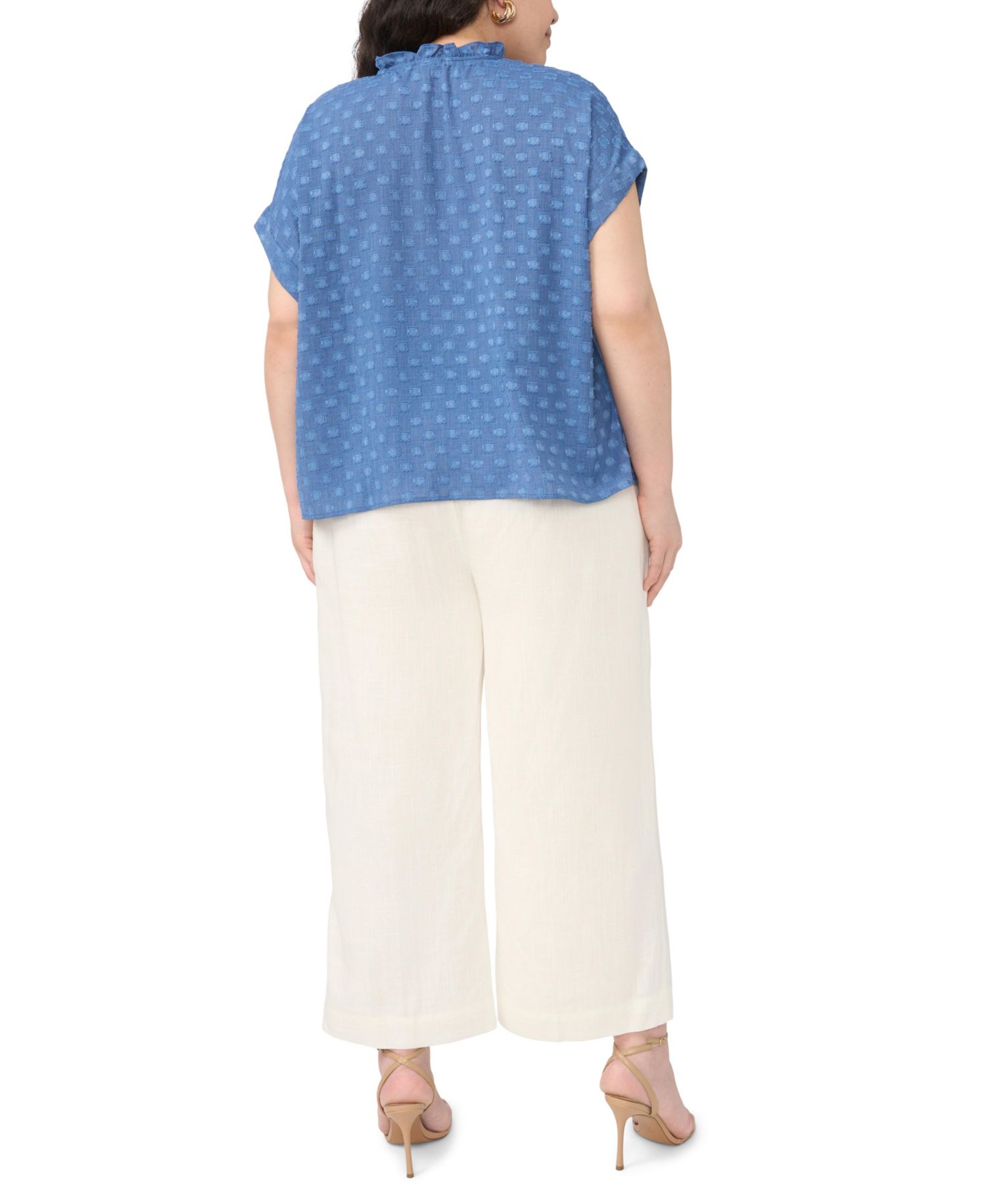 Plus Size V-Neck Front-Tie Short-Sleeve Blouse