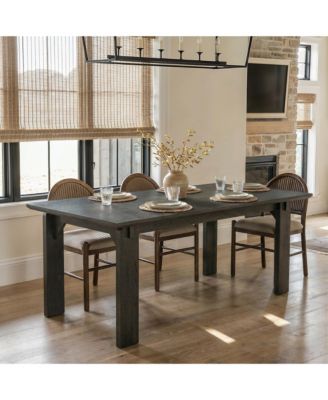 Solid Wood Top Dining Table - Extra Large Espresso Wood Kitchen Table, Heavy Duty Farmhouse Table for 8-10 People