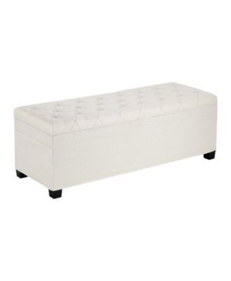 Storage Ottoman Bench, Button-Tufted End of Bed Bench with Side Bags