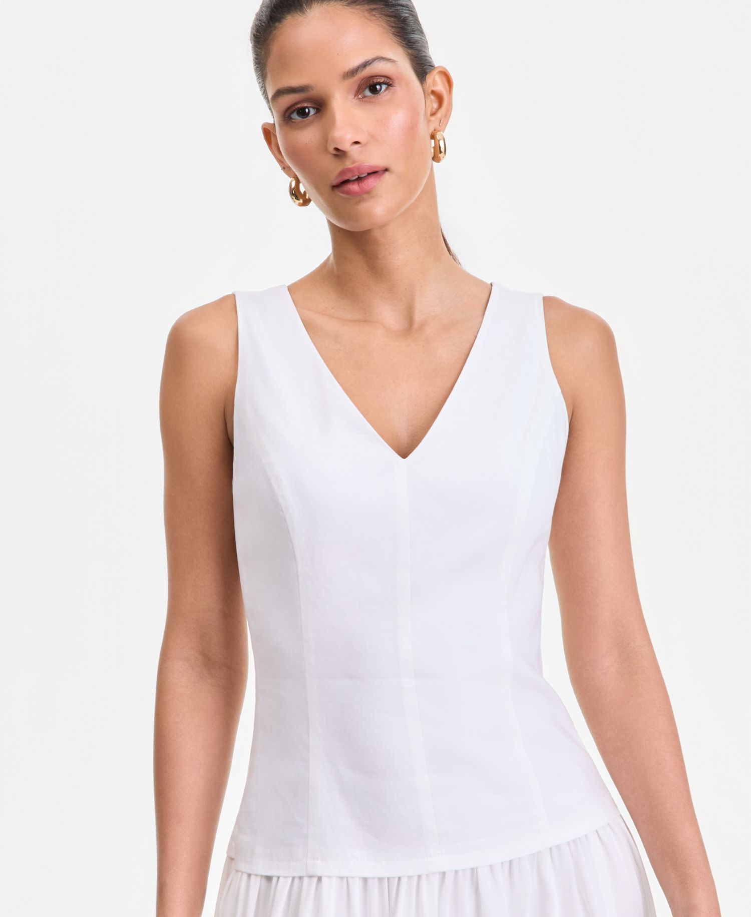 Women's Sleeveless Linen-Blend Drop-Waist Dress