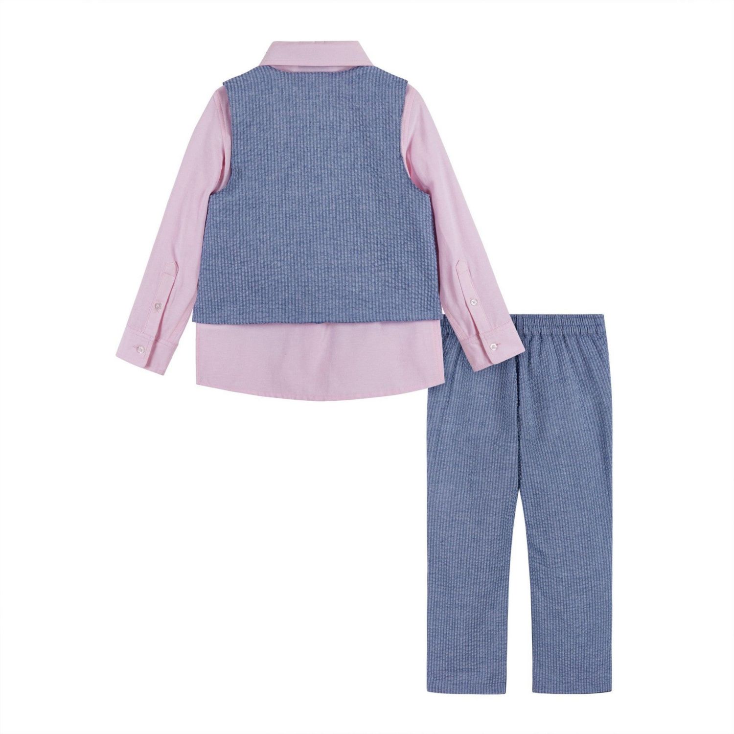 Toddler Boys Andy and Evan Toddler/Child Blue and Pink Seersucker Vest Suit Set