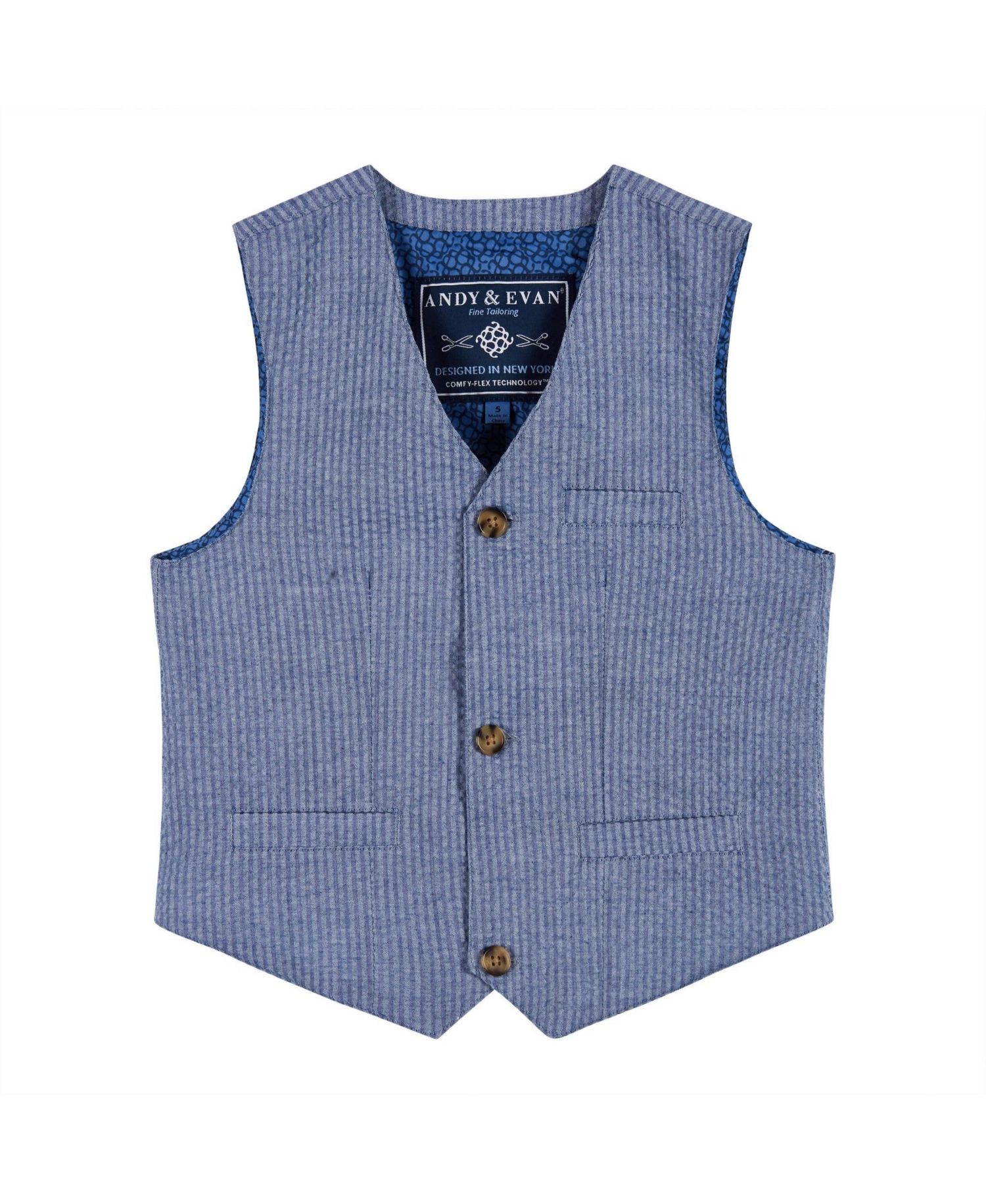 Toddler Boys Andy and Evan Toddler/Child Blue and Pink Seersucker Vest Suit Set