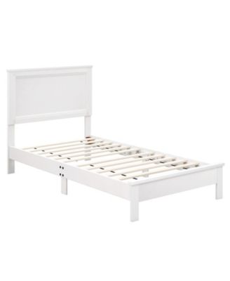 Wooden Platform Bed Frame with Headboard and Sturdy Slat Support Structure