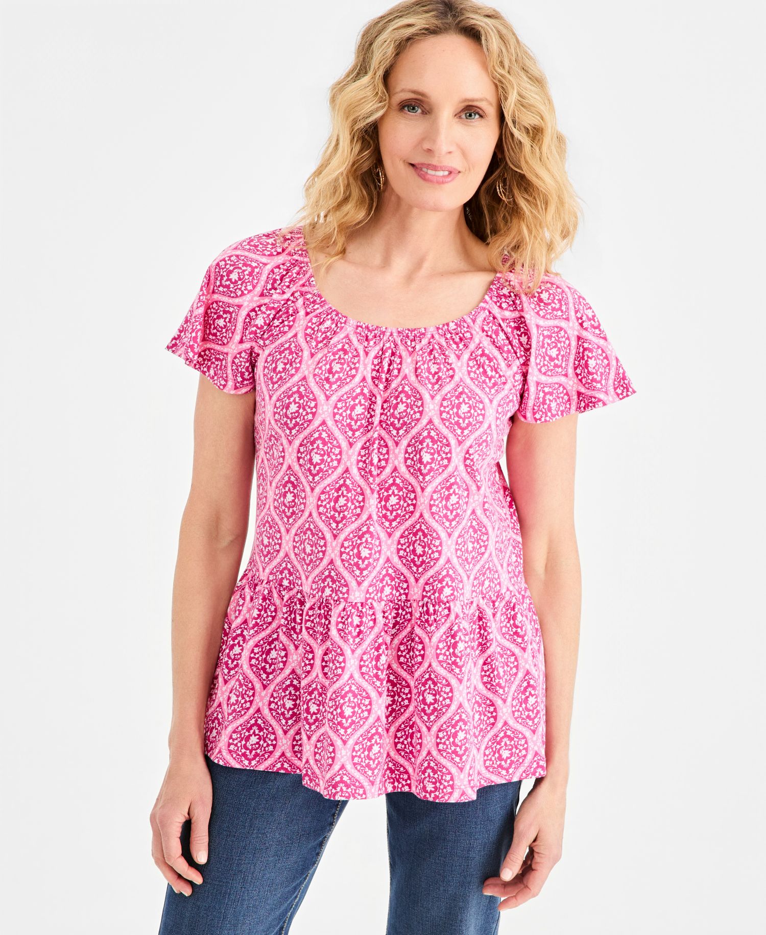 Petite Ditsy Print Peplum Top