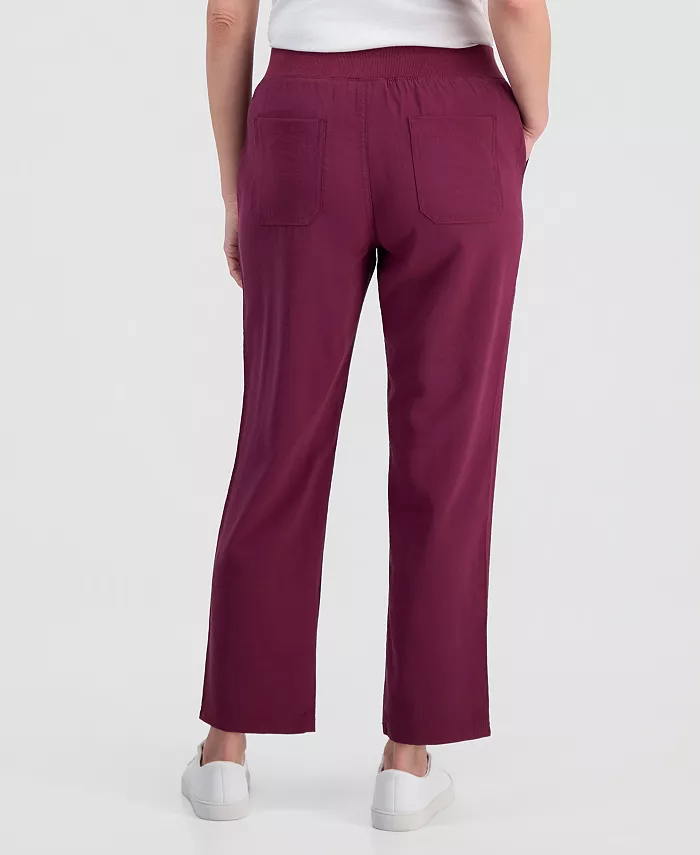Women's Mid-Rise Pull On Straight-Leg Ankle Pants - thumbnail 2