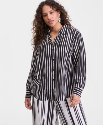 Plus Size Printed Button-Up Top
