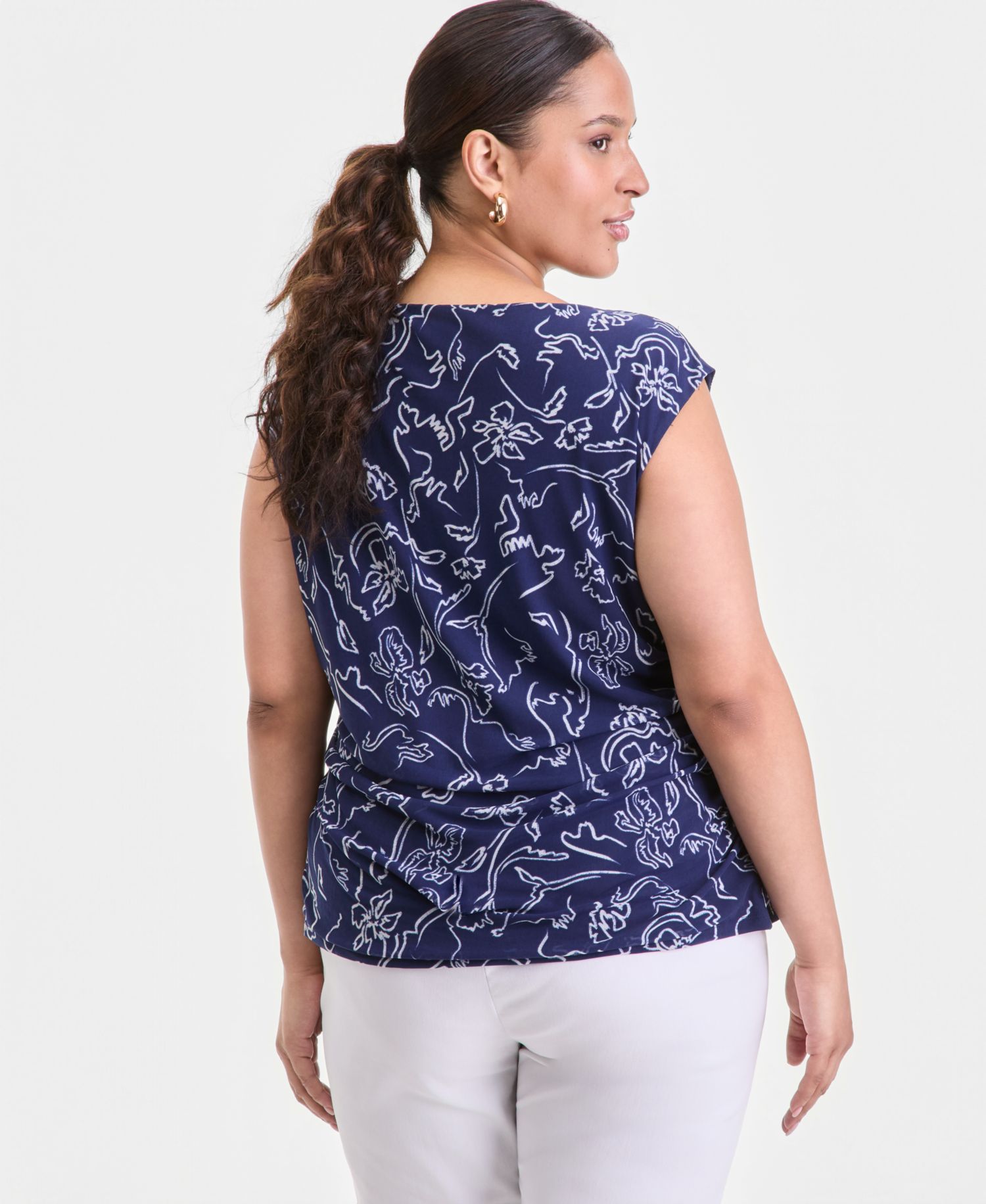 I.N.C. International Concepts Women's Sleeveless Printed Mesh Top