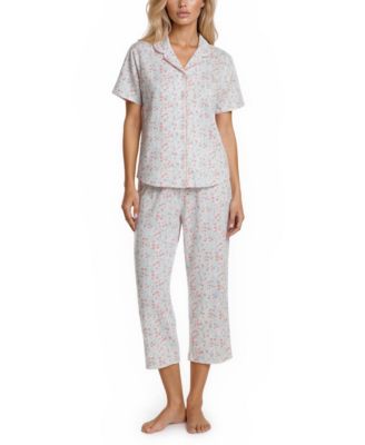 Women's Gabbie Notch Collar Shirt and Capri Pajama Pants, 2-Piece Set