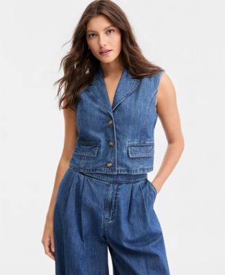 Women's Cropped Denim Vest