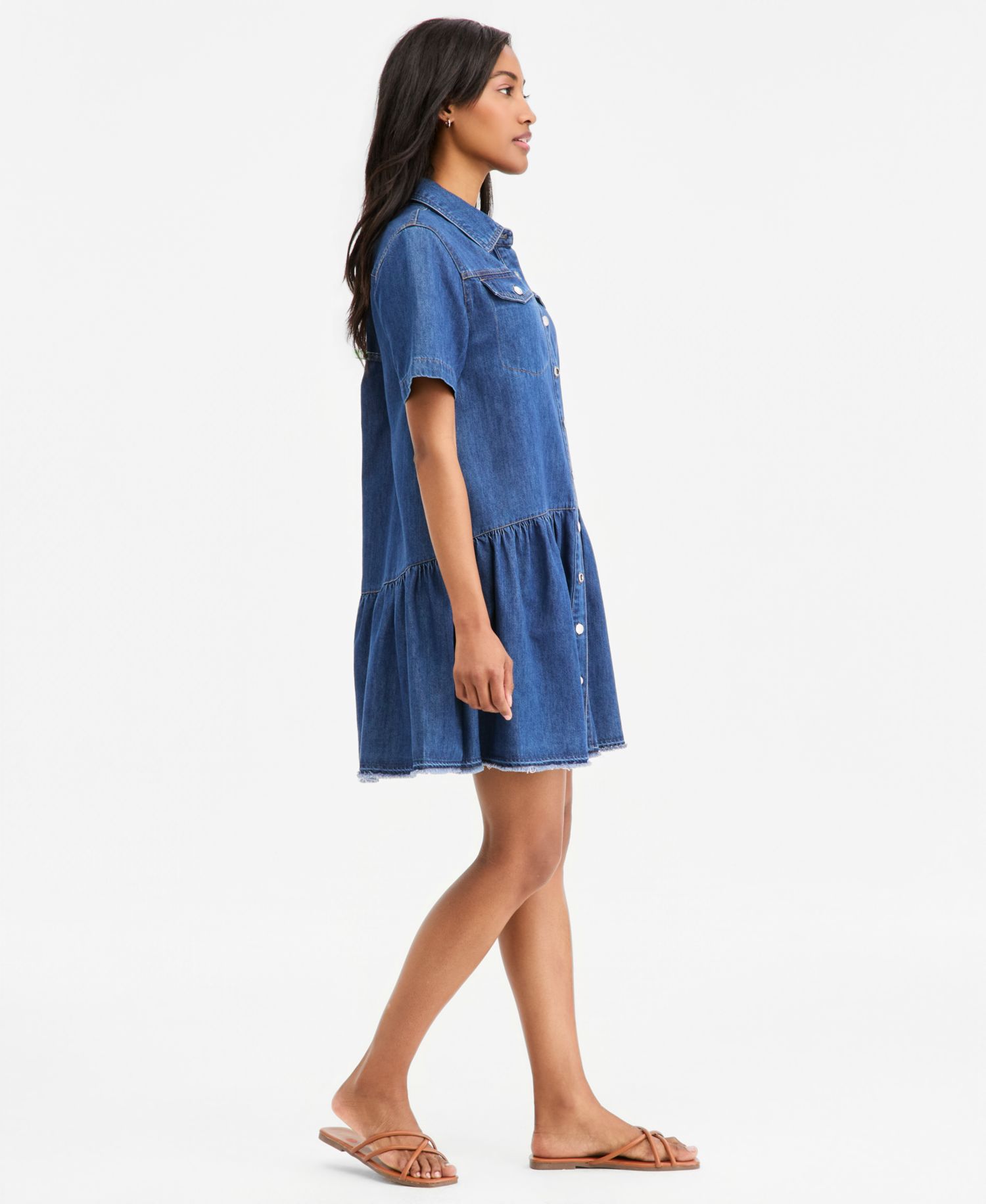 Women's Denim Short-Sleeve Minidress