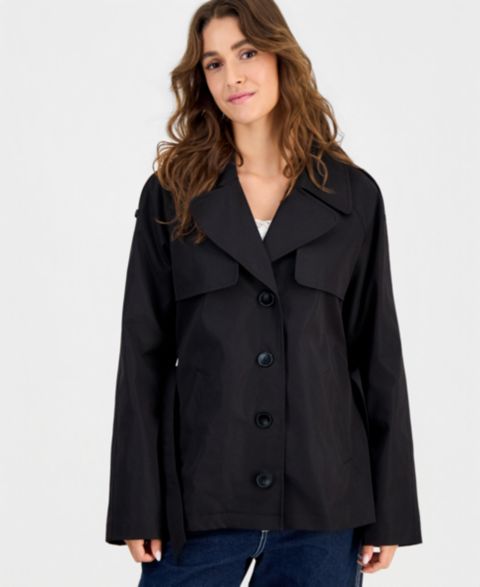 Женское пальто Maralyn & Me Juniors' Cropped Trench, цвет: Чёрный