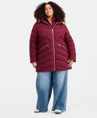 Trendy Plus Size Faux-Fur-Trim Hooded Puffer Coat