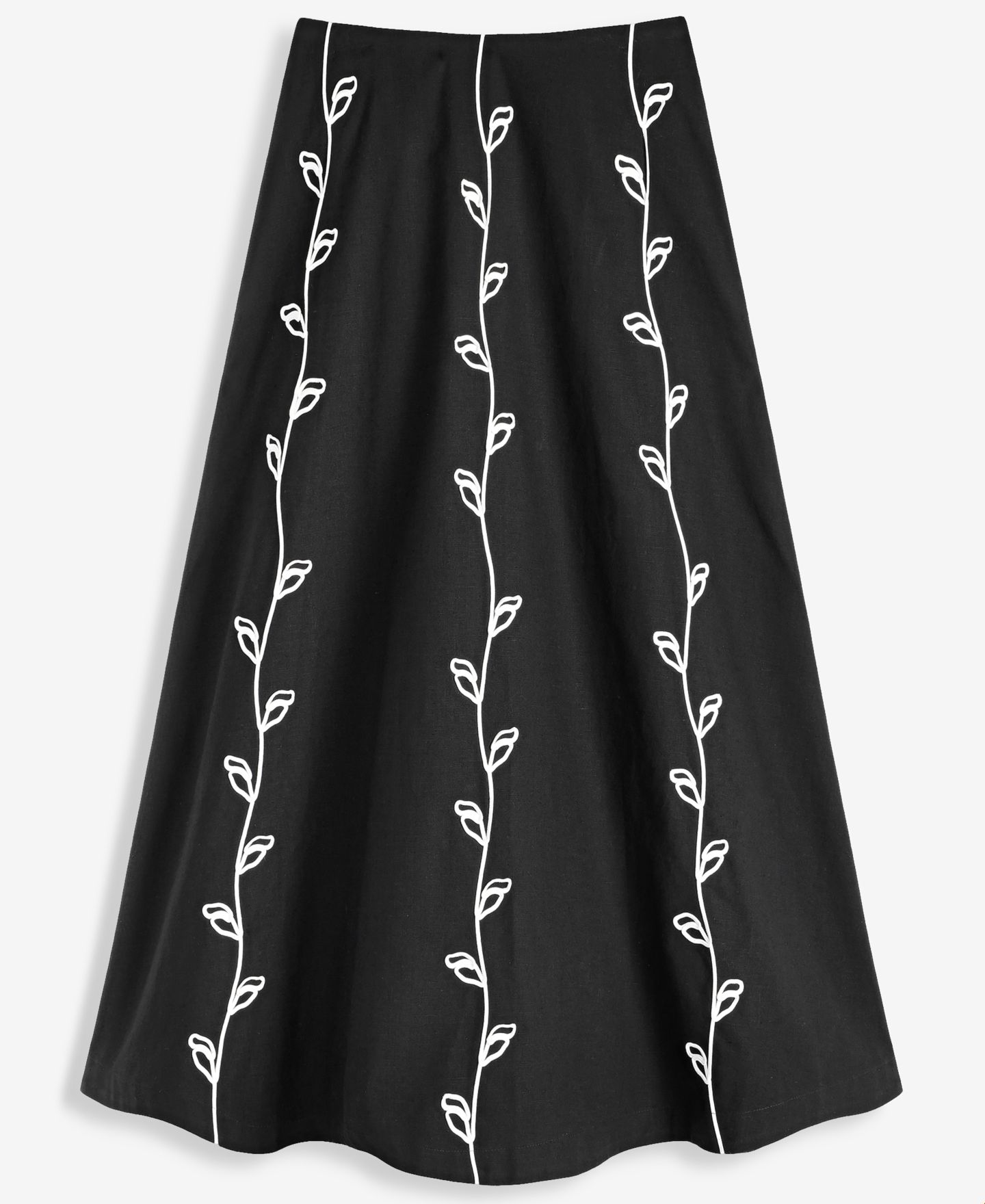 Женская юбка On 34th Linen-blend Soutache Embroidered Midi, цвет: Глубокий чёрный — фото 5