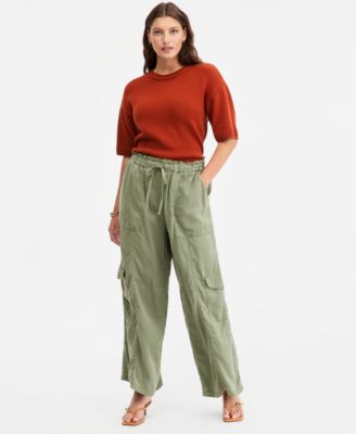 Women's Pull On Paperbag Cargo Wide Leg Pants