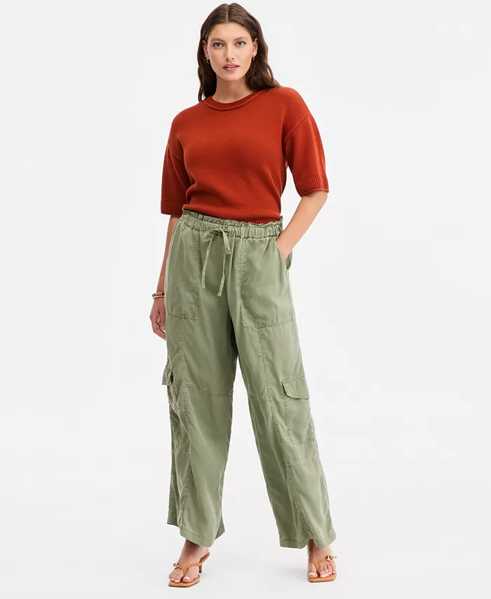 Women's Pull On Paperbag Cargo Wide Leg Pants