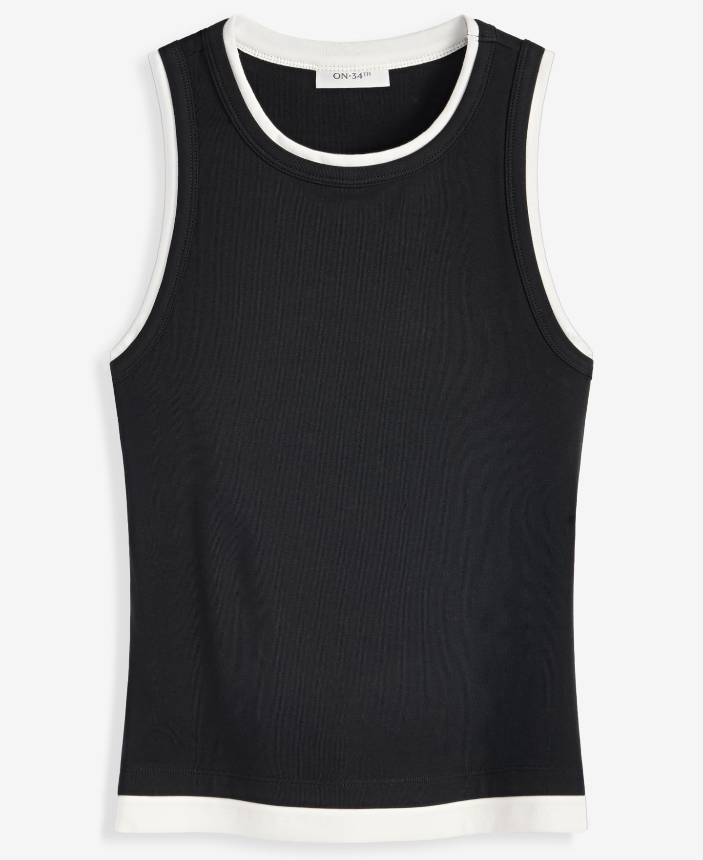 Женский топ On 34th Micro Rib Faux-Layered Tank Top, цвет: Глубокий чёрный — фото 5