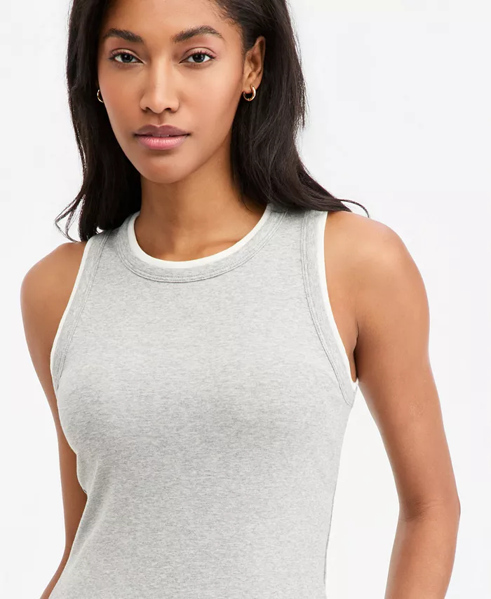 Women's Micro Rib Faux-Layered Tank Top - thumbnail 7
