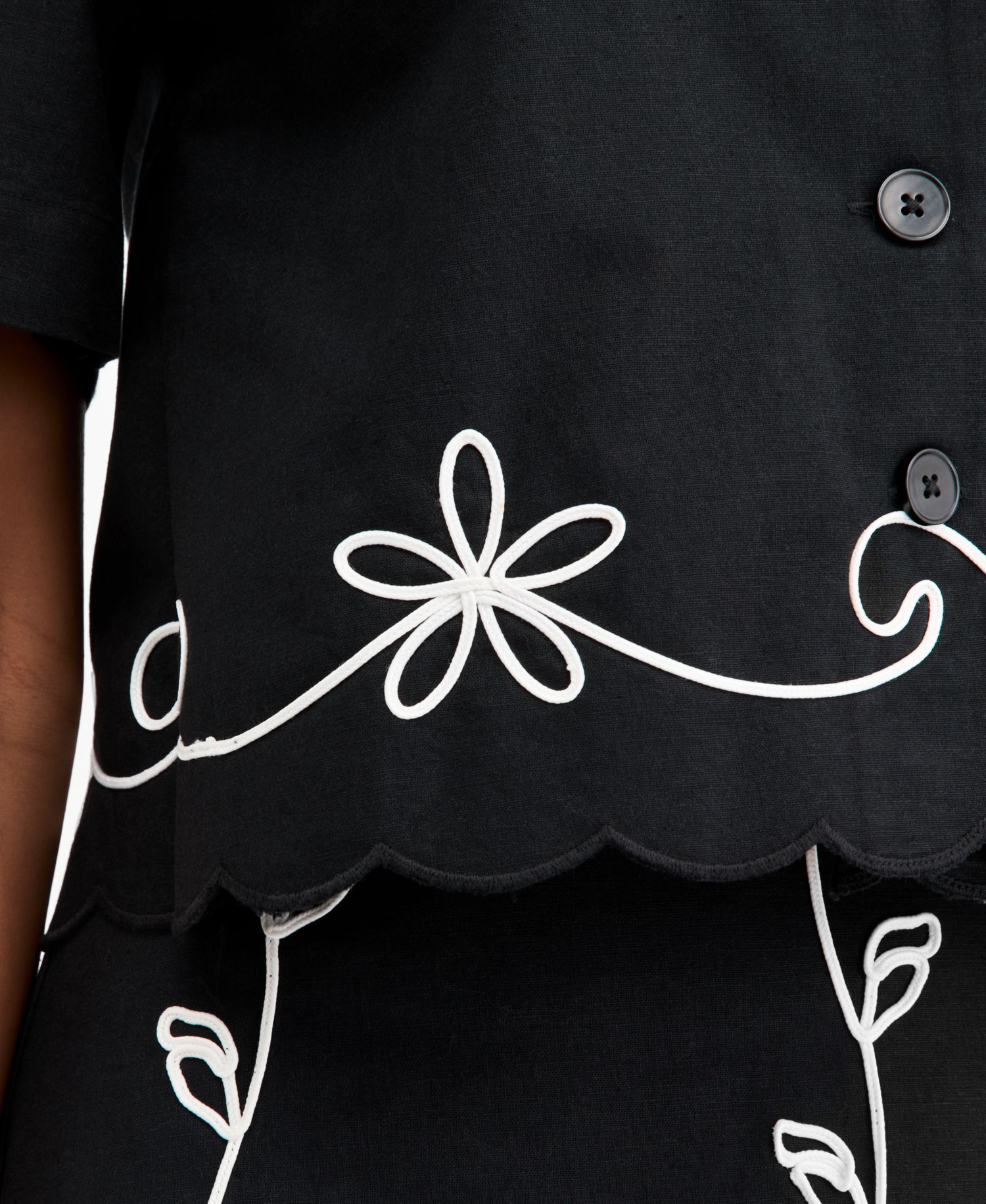 Women's Soutache Short-Sleeve Camp Shirt