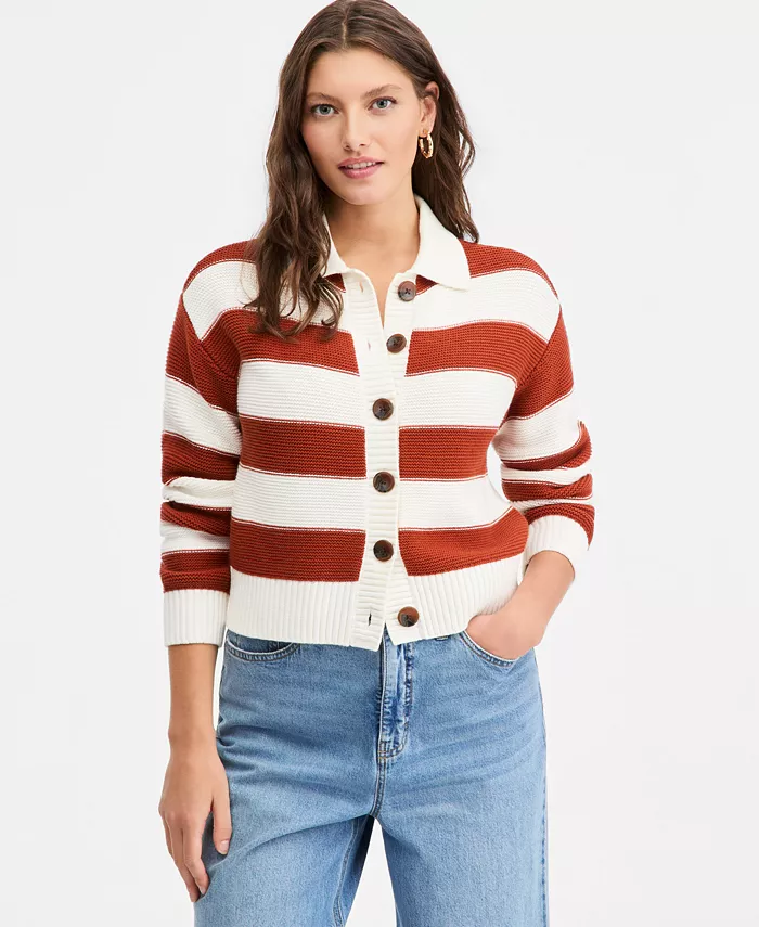 Women's Long Sleeve Bold Stripe Cardigan - thumbnail 5