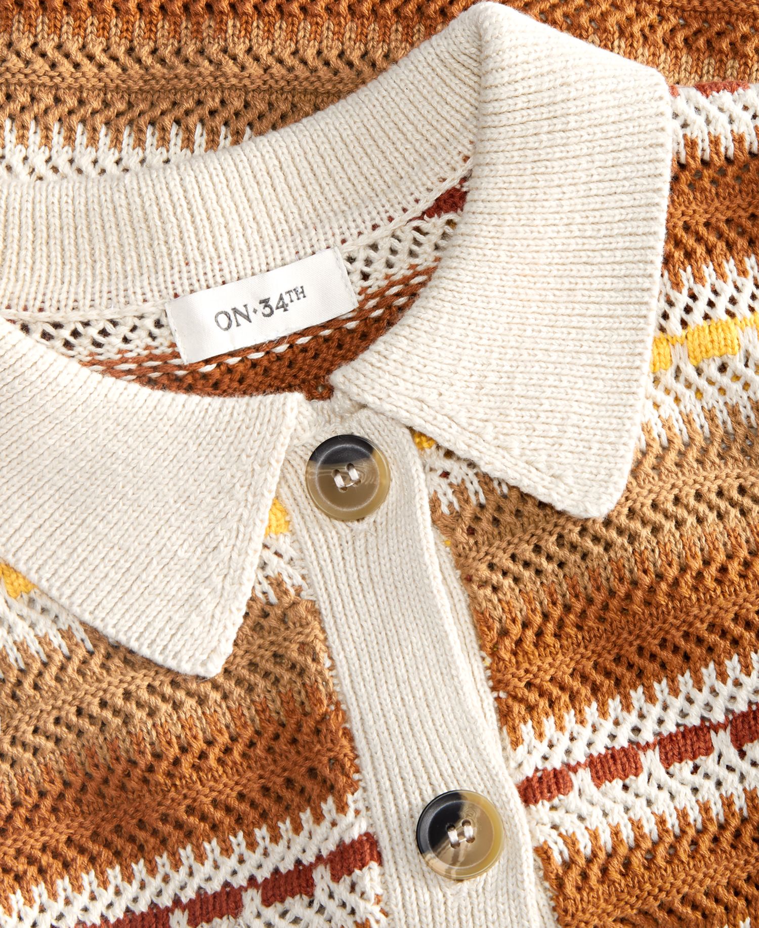 Women's Textured Stripe Short-Sleeve Collared Cardigan