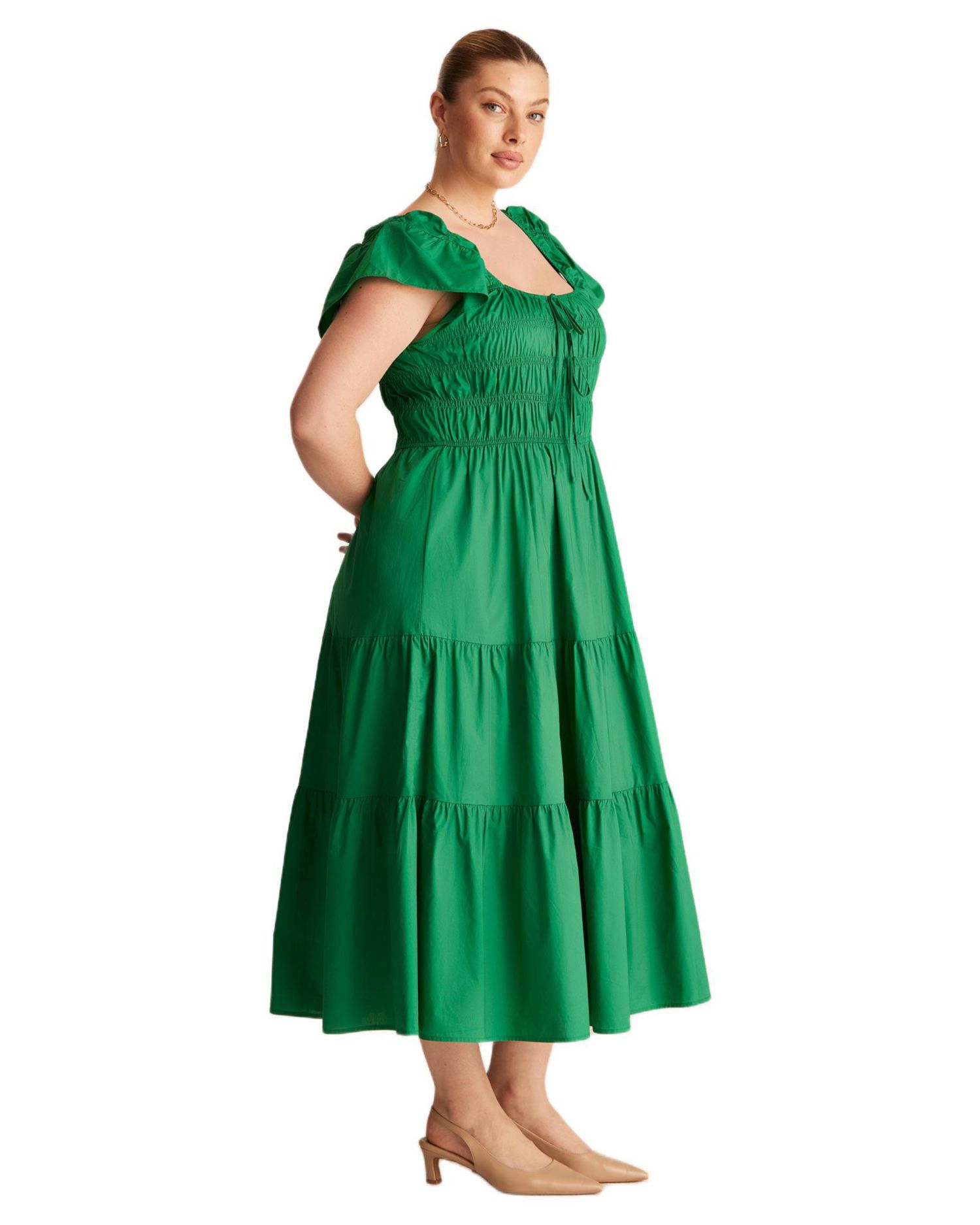 Women's Alana Cotton Tiered Fit Flare Midi Dress