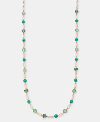 Gold-Tone Stone Beaded Strandage Necklace