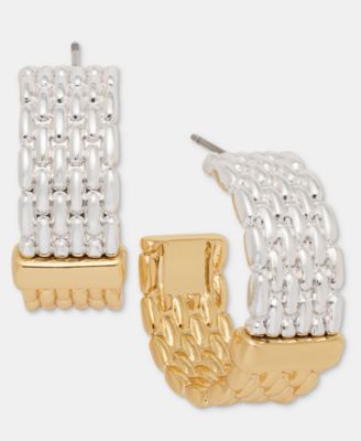 Two-Tone Dynamic Watchband Hoop Earrings