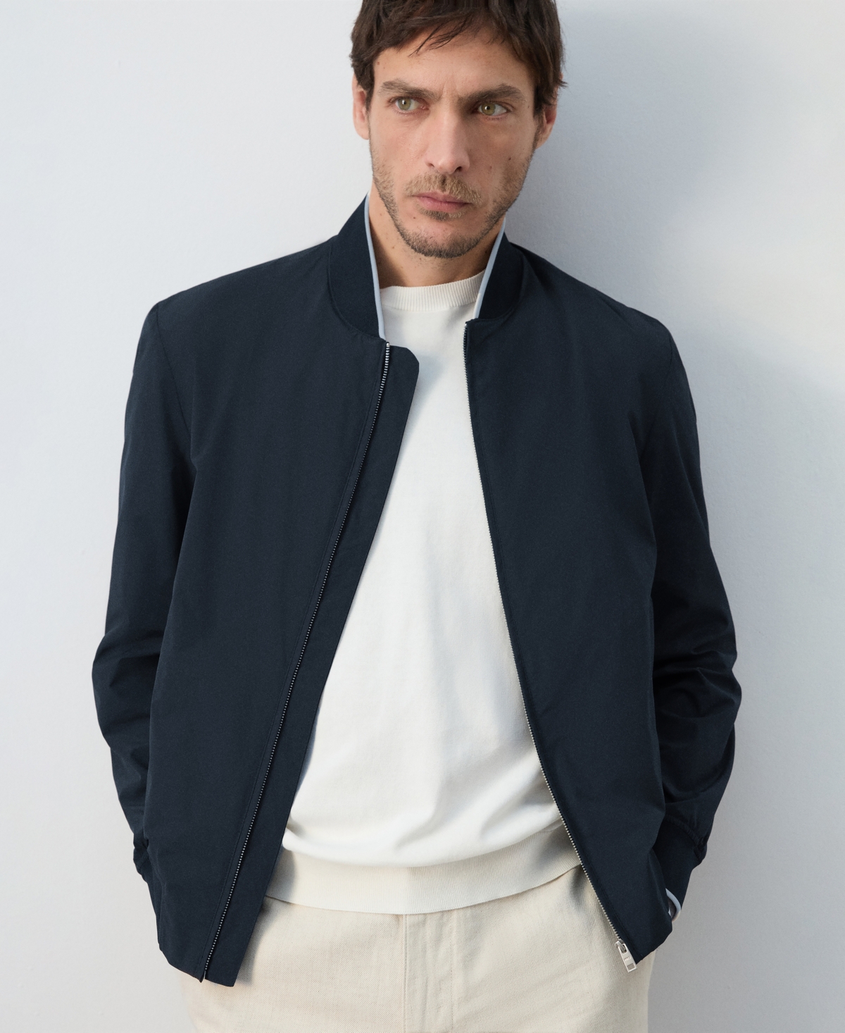 Mango Men's Lightweight Water-Repellent Bomber Jacket