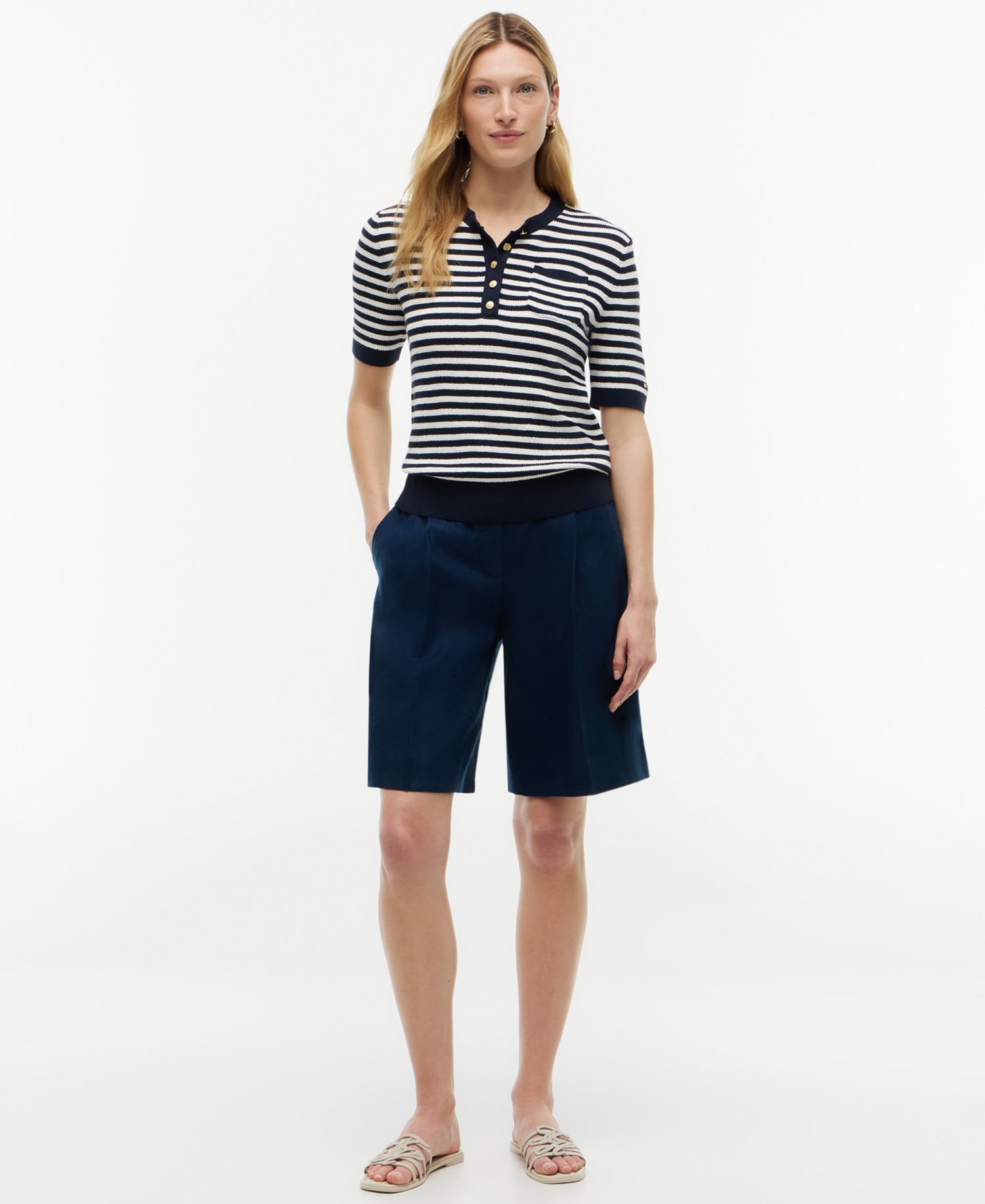 Women's Henley Neck Cotton Sweater
