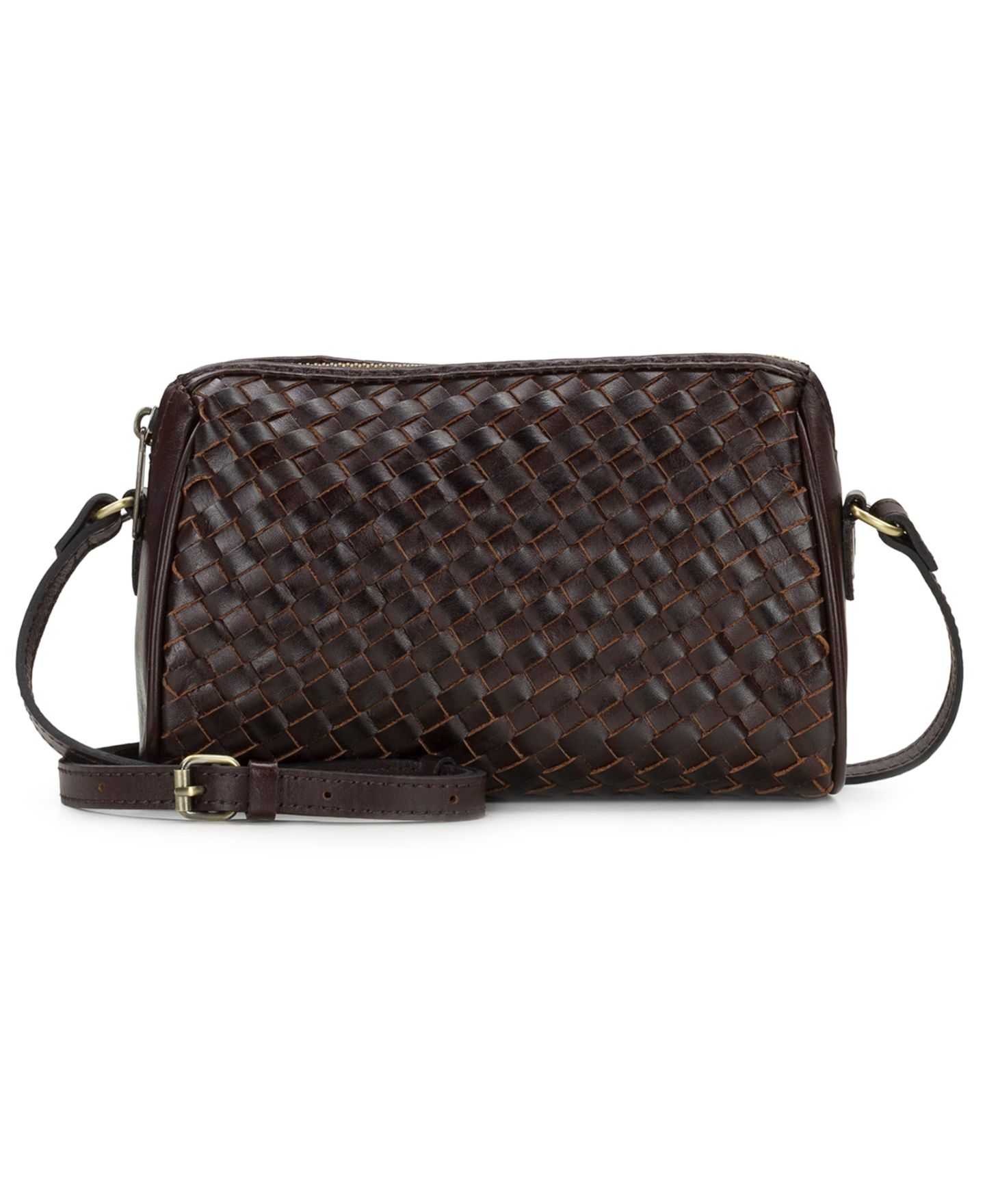 Женская сумка Patricia Nash Romy Small Woven Leather Crossbody Handbag, цвет: Шоколадный — фото 1
