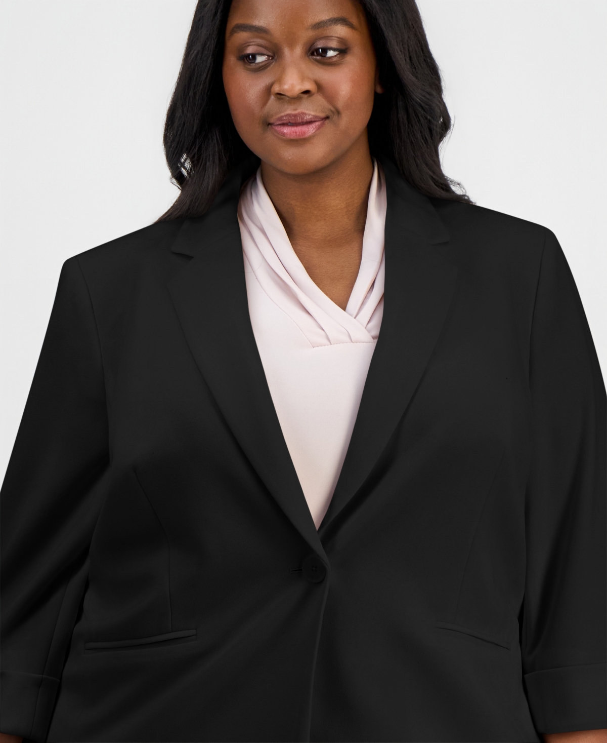 Anne Klein Essentials Plus 3/4-Sleeve One-Button Jacket