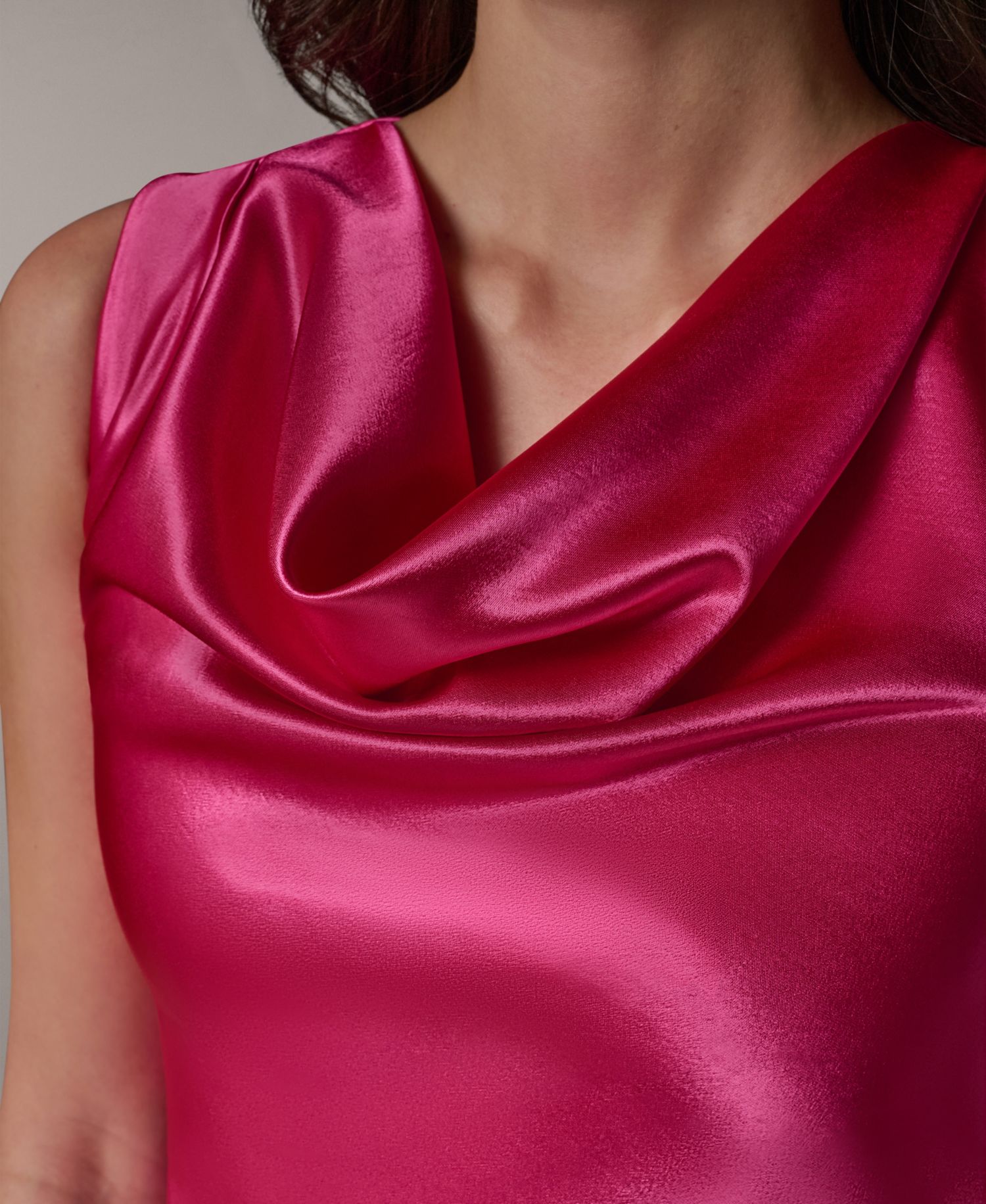 Petite Sleeveless Cowl Neck Ball Gown