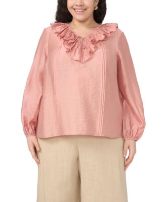 Plus Size Ruffle V-Neck Top