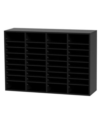 Compartment Wood Literature Organizer File Sorter with Shelves