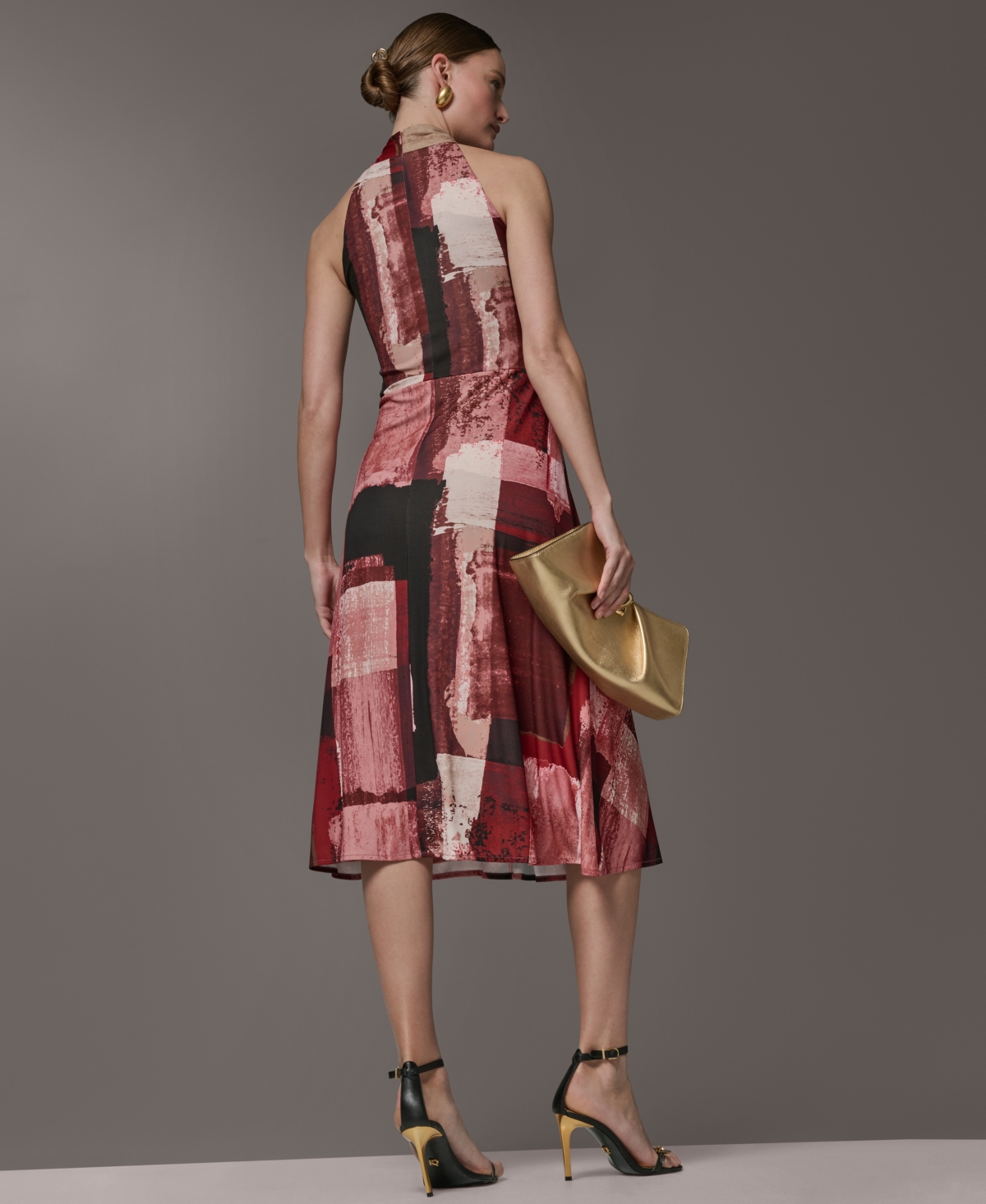 Donna Karan New York Women's Printed Halter Neck Dress