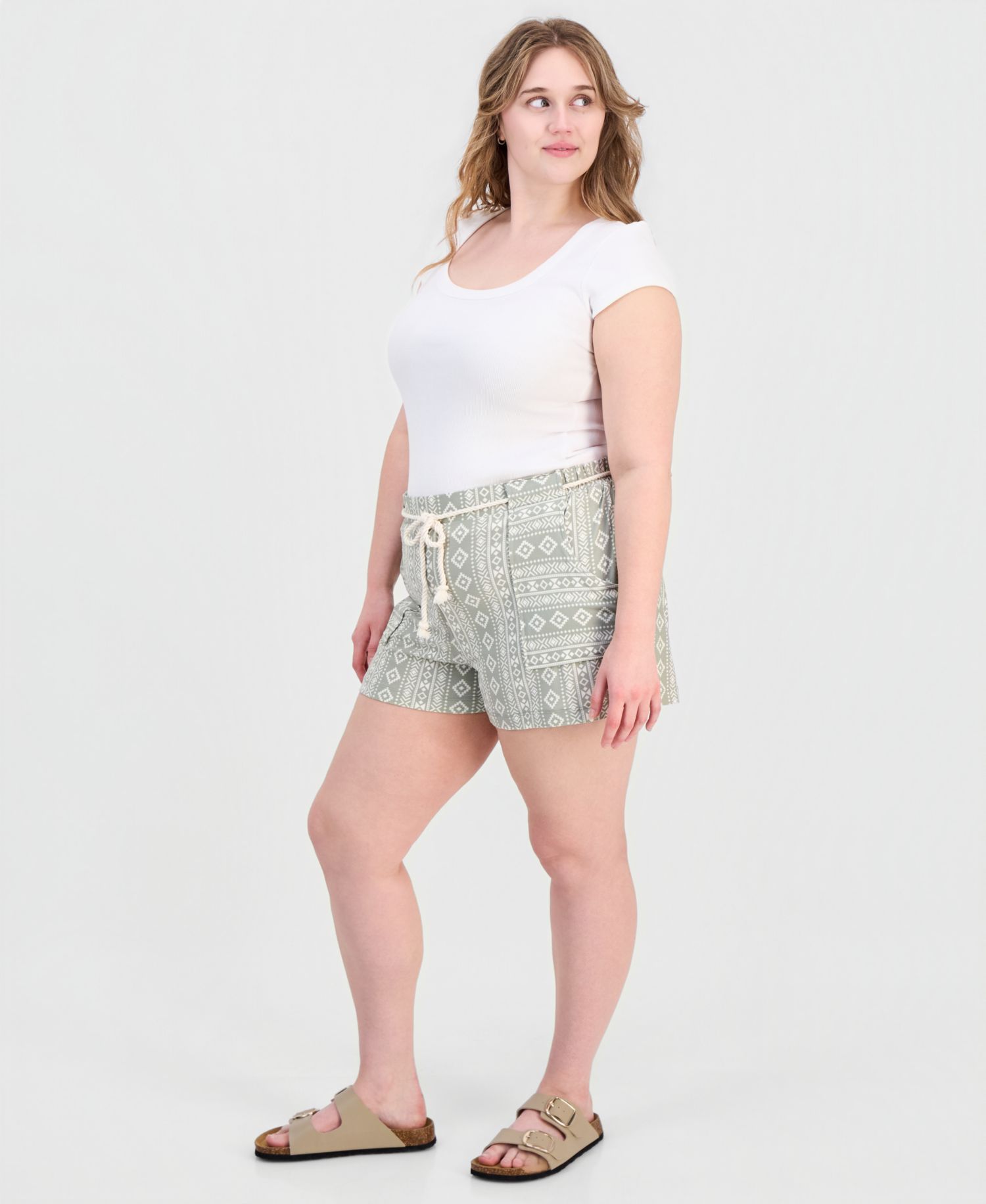 Trendy Plus Size Striped Rope-Belt Shorts